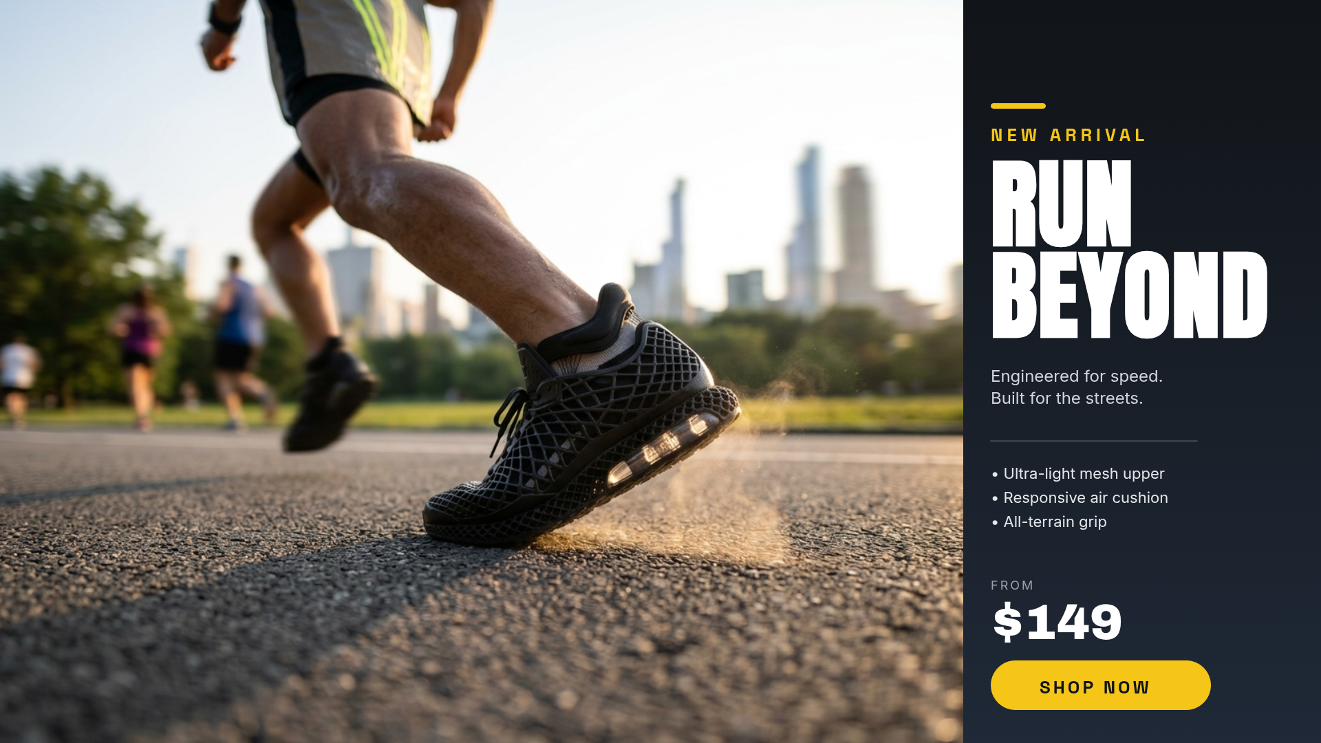 Sneaker campaign poster generated with shapez.ai